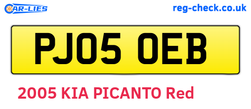 PJ05OEB are the vehicle registration plates.