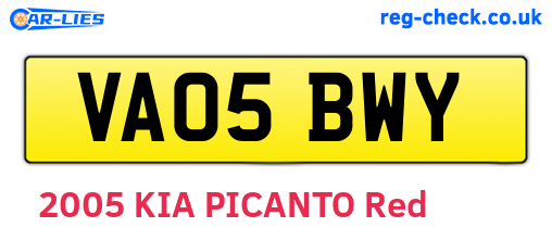 VA05BWY are the vehicle registration plates.