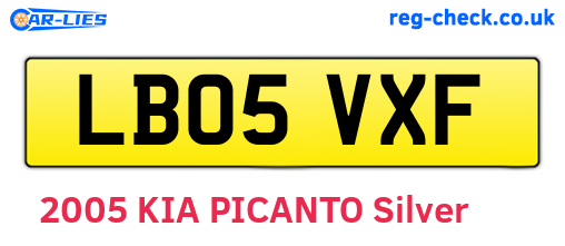 LB05VXF are the vehicle registration plates.