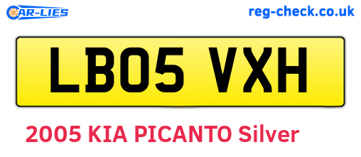 LB05VXH are the vehicle registration plates.