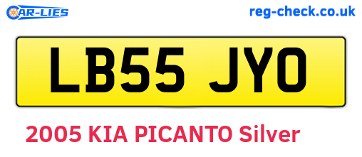 LB55JYO are the vehicle registration plates.