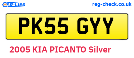 PK55GYY are the vehicle registration plates.