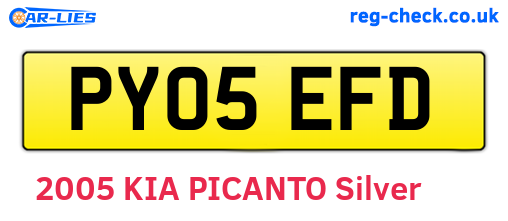 PY05EFD are the vehicle registration plates.