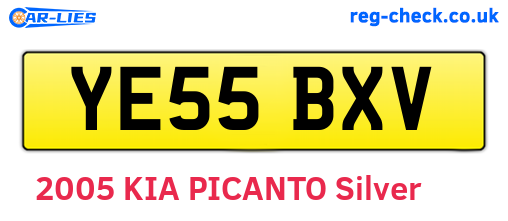 YE55BXV are the vehicle registration plates.