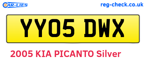 YY05DWX are the vehicle registration plates.