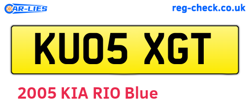 KU05XGT are the vehicle registration plates.