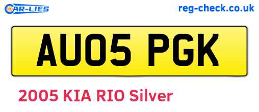 AU05PGK are the vehicle registration plates.
