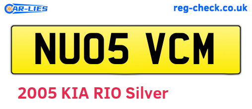 NU05VCM are the vehicle registration plates.