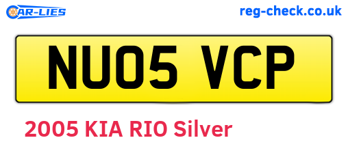 NU05VCP are the vehicle registration plates.