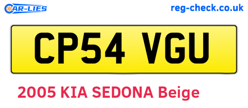 CP54VGU are the vehicle registration plates.