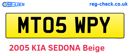 MT05WPY are the vehicle registration plates.