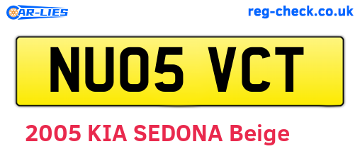 NU05VCT are the vehicle registration plates.