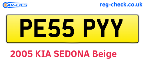 PE55PYY are the vehicle registration plates.