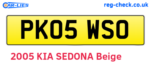 PK05WSO are the vehicle registration plates.