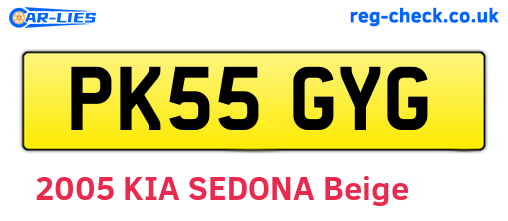 PK55GYG are the vehicle registration plates.