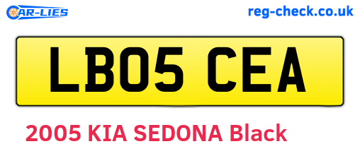 LB05CEA are the vehicle registration plates.