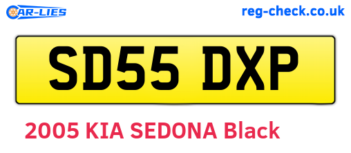 SD55DXP are the vehicle registration plates.
