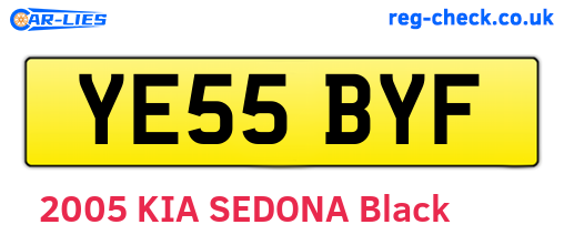 YE55BYF are the vehicle registration plates.