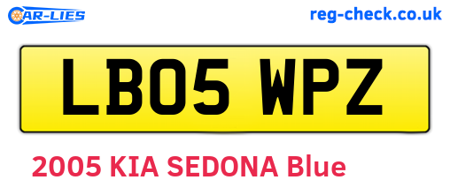LB05WPZ are the vehicle registration plates.