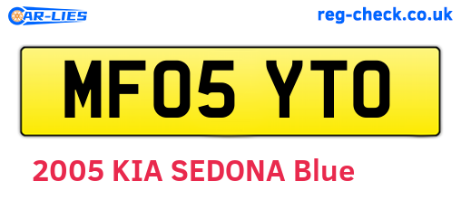 MF05YTO are the vehicle registration plates.