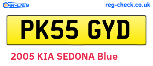 PK55GYD are the vehicle registration plates.