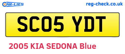 SC05YDT are the vehicle registration plates.