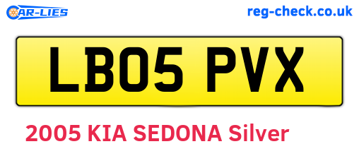 LB05PVX are the vehicle registration plates.