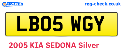 LB05WGY are the vehicle registration plates.