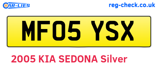 MF05YSX are the vehicle registration plates.