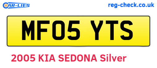 MF05YTS are the vehicle registration plates.