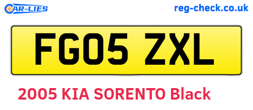 FG05ZXL are the vehicle registration plates.