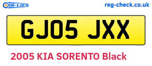 GJ05JXX are the vehicle registration plates.