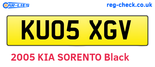 KU05XGV are the vehicle registration plates.
