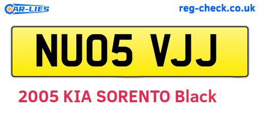 NU05VJJ are the vehicle registration plates.