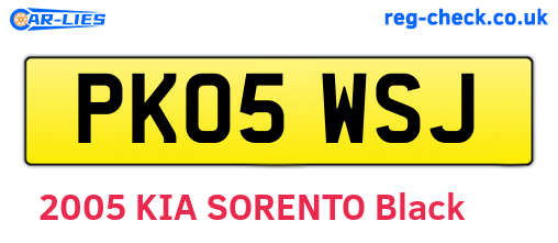 PK05WSJ are the vehicle registration plates.