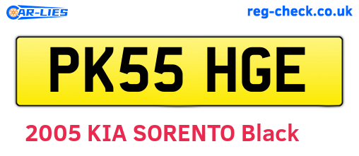 PK55HGE are the vehicle registration plates.