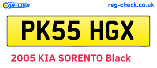 PK55HGX are the vehicle registration plates.