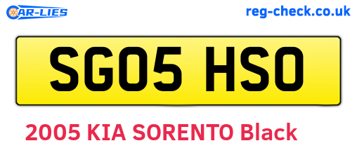 SG05HSO are the vehicle registration plates.