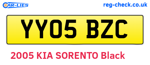YY05BZC are the vehicle registration plates.