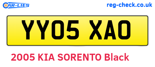 YY05XAO are the vehicle registration plates.