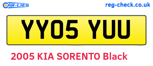 YY05YUU are the vehicle registration plates.