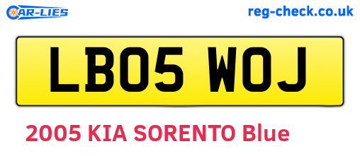 LB05WOJ are the vehicle registration plates.