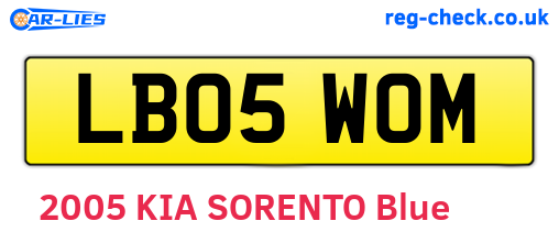 LB05WOM are the vehicle registration plates.