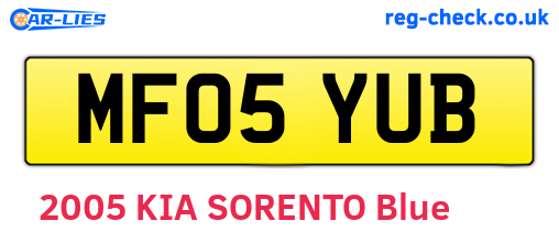 MF05YUB are the vehicle registration plates.