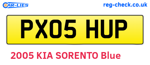 PX05HUP are the vehicle registration plates.