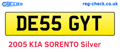DE55GYT are the vehicle registration plates.
