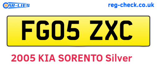 FG05ZXC are the vehicle registration plates.