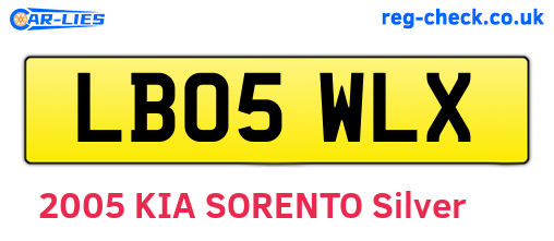 LB05WLX are the vehicle registration plates.