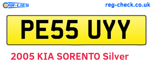 PE55UYY are the vehicle registration plates.