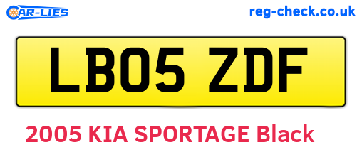 LB05ZDF are the vehicle registration plates.